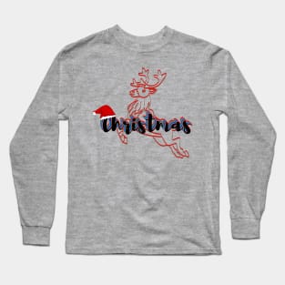 "Jolly Christmas Wishes: A Festive Celebration with a Dear in a Hat!" Long Sleeve T-Shirt